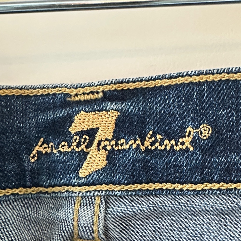 7 For All Mankind Dark Blue Distressed Skinny Jeans - Picture 3 of 6